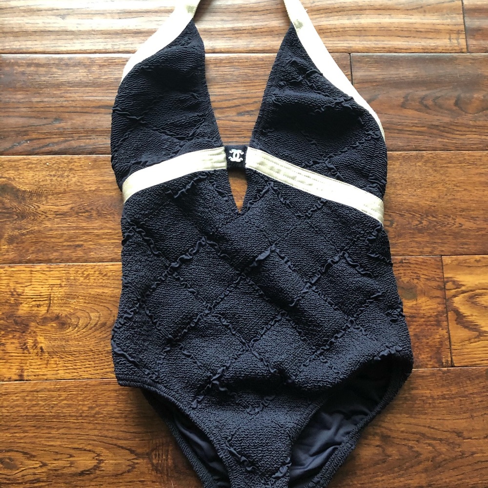 Chanel swimsuit navy blue